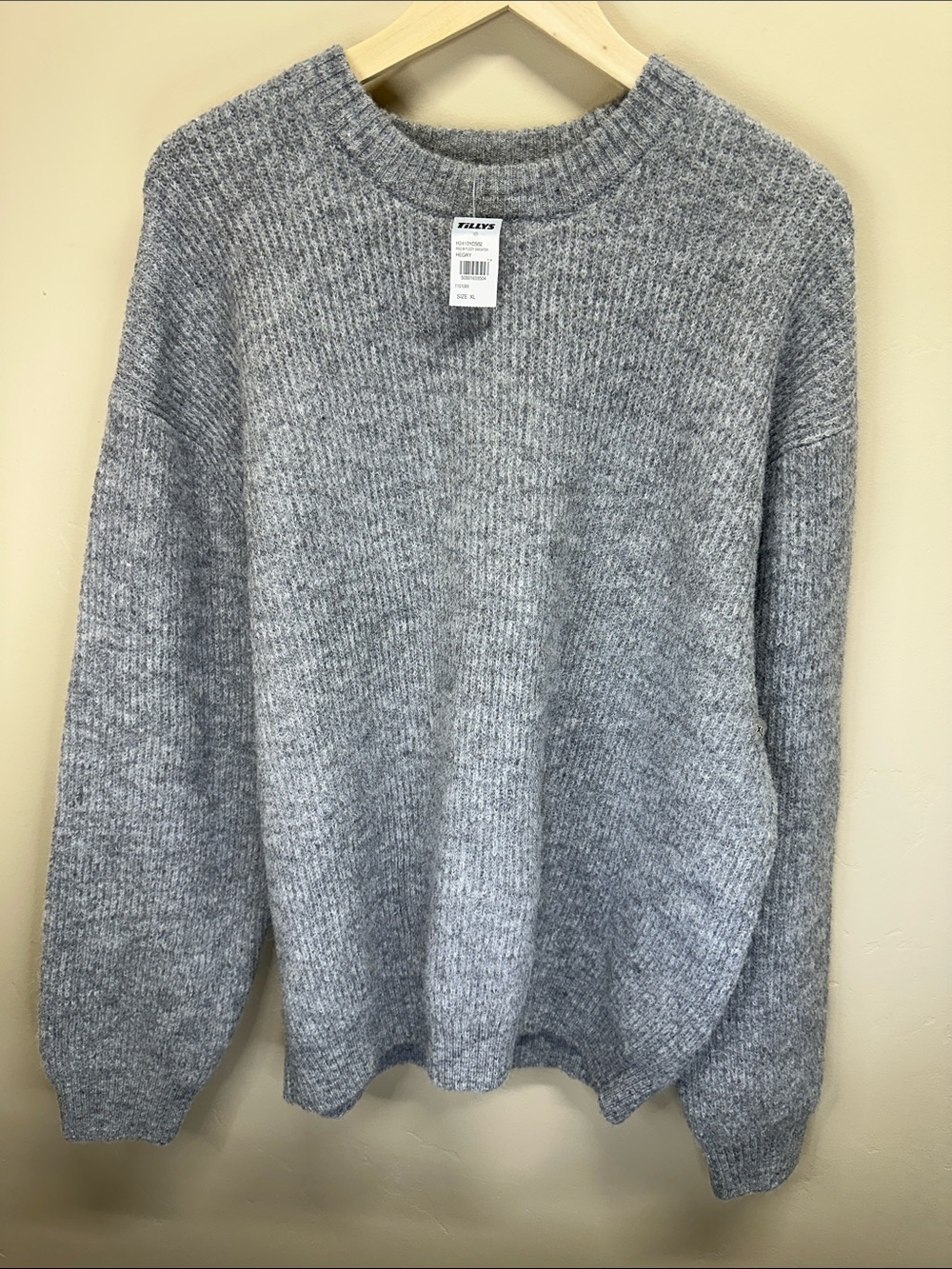RSQ Men’s Gray Ribbed Crewneck Sweater • Size Large • Minimalist Knit NWT